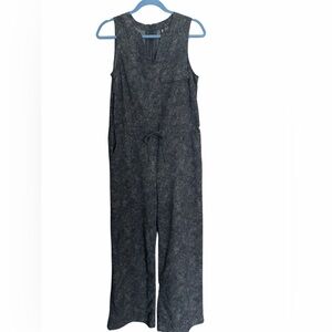 Athleta Charcoal pattern Sleeveless Jumpsuit with front sinch tie S